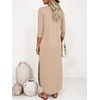 image:imageANRABESS Womens 34 Sleeve Maxi Dress amp Pockets  Soft Wrinkle Resistance FabricCasual LooseCrewneck SplitTravel Vacation Work AllDay WearFall Spring Transition OutfitsAlmond