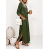 image:imageANRABESS Womens 34 Sleeve Maxi Dress amp Pockets  Soft Wrinkle Resistance FabricCasual LooseCrewneck SplitTravel Vacation Work AllDay WearFall Spring Transition OutfitsArmy Green
