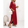 image:imageANRABESS Womens 34 Sleeve Maxi Dress amp Pockets  Soft Wrinkle Resistance FabricCasual LooseCrewneck SplitTravel Vacation Work AllDay WearFall Spring Transition OutfitsRed