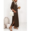 image:imageANRABESS Womens 34 Sleeve Maxi Dress amp Pockets  Soft Wrinkle Resistance FabricCasual LooseCrewneck SplitTravel Vacation Work AllDay WearFall Spring Transition OutfitsBrown