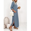 image:imageANRABESS Womens 34 Sleeve Maxi Dress amp Pockets  Soft Wrinkle Resistance FabricCasual LooseCrewneck SplitTravel Vacation Work AllDay WearFall Spring Transition OutfitsGrey Blue