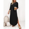 image:imageANRABESS Womens 34 Sleeve Maxi Dress amp Pockets  Soft Wrinkle Resistance FabricCasual LooseCrewneck SplitTravel Vacation Work AllDay WearFall Spring Transition OutfitsBlack