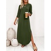 image:imageANRABESS Womens 34 Sleeve Maxi Dress amp Pockets  Soft Wrinkle Resistance FabricCasual LooseCrewneck SplitTravel Vacation Work AllDay WearFall Spring Transition OutfitsArmy Green