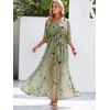 image:imageANRABESS Womens Boho Floral Wedding Guest Maxi Dress  Flowy ALine Chiffon with Slit Elegant V Neck Wrap Elastic Waist Casual 12 Sleeve Spring Summer Outfits Tea PartyFloral Green