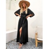 image:imageANRABESS Womens Boho Floral Wedding Guest Maxi Dress  Flowy ALine Chiffon with Slit Elegant V Neck Wrap Elastic Waist Casual 12 Sleeve Spring Summer Outfits Tea PartyBlack