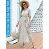 image:imageANRABESS Womens Boho Floral Wedding Guest Maxi Dress  Flowy ALine Chiffon with Slit Elegant V Neck Wrap Elastic Waist Casual 12 Sleeve Spring Summer Outfits Tea PartyFloral Blue Yellow