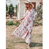 image:imageANRABESS Womens Boho Floral Wedding Guest Maxi Dress  Flowy ALine Chiffon with Slit Elegant V Neck Wrap Elastic Waist Casual 12 Sleeve Spring Summer Outfits Tea PartyRed Flor
