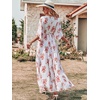image:imageANRABESS Womens Boho Floral Wedding Guest Maxi Dress  Flowy ALine Chiffon with Slit Elegant V Neck Wrap Elastic Waist Casual 12 Sleeve Spring Summer Outfits Tea PartyRed Flor