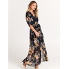image:imageANRABESS Womens Boho Floral Wedding Guest Maxi Dress  Flowy ALine Chiffon with Slit Elegant V Neck Wrap Elastic Waist Casual 12 Sleeve Spring Summer Outfits Tea PartyFloral Black Yellow