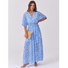 image:imageANRABESS Womens Boho Floral Wedding Guest Maxi Dress  Flowy ALine Chiffon with Slit Elegant V Neck Wrap Elastic Waist Casual 12 Sleeve Spring Summer Outfits Tea PartyWhite Flor Print