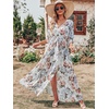 image:imageANRABESS Womens Boho Floral Wedding Guest Maxi Dress  Flowy ALine Chiffon with Slit Elegant V Neck Wrap Elastic Waist Casual 12 Sleeve Spring Summer Outfits Tea PartyWhite Flor