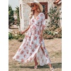 image:imageANRABESS Womens Boho Floral Wedding Guest Maxi Dress  Flowy ALine Chiffon with Slit Elegant V Neck Wrap Elastic Waist Casual 12 Sleeve Spring Summer Outfits Tea PartyRed Flor