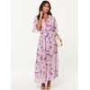 image:imageANRABESS Womens Boho Floral Wedding Guest Maxi Dress  Flowy ALine Chiffon with Slit Elegant V Neck Wrap Elastic Waist Casual 12 Sleeve Spring Summer Outfits Tea PartyFloral Purple