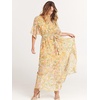image:imageANRABESS Womens Boho Floral Wedding Guest Maxi Dress  Flowy ALine Chiffon with Slit Elegant V Neck Wrap Elastic Waist Casual 12 Sleeve Spring Summer Outfits Tea PartyFloral Yellow Pink