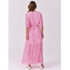 image:imageANRABESS Womens Boho Floral Wedding Guest Maxi Dress  Flowy ALine Chiffon with Slit Elegant V Neck Wrap Elastic Waist Casual 12 Sleeve Spring Summer Outfits Tea PartyFloral Red White