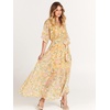 image:imageANRABESS Womens Boho Floral Wedding Guest Maxi Dress  Flowy ALine Chiffon with Slit Elegant V Neck Wrap Elastic Waist Casual 12 Sleeve Spring Summer Outfits Tea PartyFloral Yellow Pink