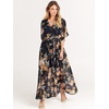 image:imageANRABESS Womens Boho Floral Wedding Guest Maxi Dress  Flowy ALine Chiffon with Slit Elegant V Neck Wrap Elastic Waist Casual 12 Sleeve Spring Summer Outfits Tea PartyFloral Black Yellow