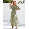 image:imageANRABESS Womens Boho Floral Wedding Guest Maxi Dress  Flowy ALine Chiffon with Slit Elegant V Neck Wrap Elastic Waist Casual 12 Sleeve Spring Summer Outfits Tea PartyFloral Green