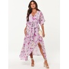 image:imageANRABESS Womens Boho Floral Wedding Guest Maxi Dress  Flowy ALine Chiffon with Slit Elegant V Neck Wrap Elastic Waist Casual 12 Sleeve Spring Summer Outfits Tea PartyFloral Purple