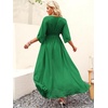 image:imageANRABESS Womens Boho Floral Wedding Guest Maxi Dress  Flowy ALine Chiffon with Slit Elegant V Neck Wrap Elastic Waist Casual 12 Sleeve Spring Summer Outfits Tea PartyGreen