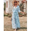 image:imageANRABESS Womens Boho Floral Wedding Guest Maxi Dress  Flowy ALine Chiffon with Slit Elegant V Neck Wrap Elastic Waist Casual 12 Sleeve Spring Summer Outfits Tea PartyGreen Leaf Print