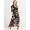 image:imageANRABESS Womens Boho Floral Wedding Guest Maxi Dress  Flowy ALine Chiffon with Slit Elegant V Neck Wrap Elastic Waist Casual 12 Sleeve Spring Summer Outfits Tea PartyFloral Black Yellow