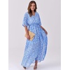 image:imageANRABESS Womens Boho Floral Wedding Guest Maxi Dress  Flowy ALine Chiffon with Slit Elegant V Neck Wrap Elastic Waist Casual 12 Sleeve Spring Summer Outfits Tea PartyWhite Flor Print