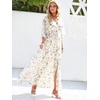 image:imageANRABESS Womens Boho Floral Wedding Guest Maxi Dress  Flowy ALine Chiffon with Slit Elegant V Neck Wrap Elastic Waist Casual 12 Sleeve Spring Summer Outfits Tea PartyFloral Pink Blue