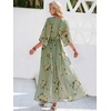 image:imageANRABESS Womens Boho Floral Wedding Guest Maxi Dress  Flowy ALine Chiffon with Slit Elegant V Neck Wrap Elastic Waist Casual 12 Sleeve Spring Summer Outfits Tea PartyFloral Green