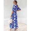 image:imageANRABESS Womens Boho Floral Wedding Guest Maxi Dress  Flowy ALine Chiffon with Slit Elegant V Neck Wrap Elastic Waist Casual 12 Sleeve Spring Summer Outfits Tea PartyFloral Blue