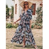 image:imageANRABESS Womens Boho Floral Wedding Guest Maxi Dress  Flowy ALine Chiffon with Slit Elegant V Neck Wrap Elastic Waist Casual 12 Sleeve Spring Summer Outfits Tea PartyBlack Flor