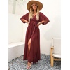 image:imageANRABESS Womens Boho Floral Wedding Guest Maxi Dress  Flowy ALine Chiffon with Slit Elegant V Neck Wrap Elastic Waist Casual 12 Sleeve Spring Summer Outfits Tea PartyRed