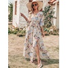 image:imageANRABESS Womens Boho Floral Wedding Guest Maxi Dress  Flowy ALine Chiffon with Slit Elegant V Neck Wrap Elastic Waist Casual 12 Sleeve Spring Summer Outfits Tea PartyYellow Flor