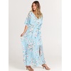 image:imageANRABESS Womens Boho Floral Wedding Guest Maxi Dress  Flowy ALine Chiffon with Slit Elegant V Neck Wrap Elastic Waist Casual 12 Sleeve Spring Summer Outfits Tea PartyBlue Flor