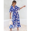 image:imageANRABESS Womens Boho Floral Wedding Guest Maxi Dress  Flowy ALine Chiffon with Slit Elegant V Neck Wrap Elastic Waist Casual 12 Sleeve Spring Summer Outfits Tea PartyFloral Blue
