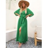 image:imageANRABESS Womens Boho Floral Wedding Guest Maxi Dress  Flowy ALine Chiffon with Slit Elegant V Neck Wrap Elastic Waist Casual 12 Sleeve Spring Summer Outfits Tea PartyGreen