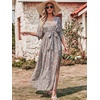 image:imageANRABESS Womens Boho Floral Wedding Guest Maxi Dress  Flowy ALine Chiffon with Slit Elegant V Neck Wrap Elastic Waist Casual 12 Sleeve Spring Summer Outfits Tea PartyConch