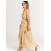 image:imageANRABESS Womens Boho Floral Wedding Guest Maxi Dress  Flowy ALine Chiffon with Slit Elegant V Neck Wrap Elastic Waist Casual 12 Sleeve Spring Summer Outfits Tea PartyFloral Yellow Pink