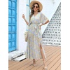 image:imageANRABESS Womens Boho Floral Wedding Guest Maxi Dress  Flowy ALine Chiffon with Slit Elegant V Neck Wrap Elastic Waist Casual 12 Sleeve Spring Summer Outfits Tea PartyFloral Blue Yellow