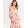 image:imageANRABESS Womens Boho Floral Wedding Guest Maxi Dress  Flowy ALine Chiffon with Slit Elegant V Neck Wrap Elastic Waist Casual 12 Sleeve Spring Summer Outfits Tea PartyFloral Pink