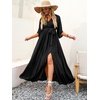 image:imageANRABESS Womens Boho Floral Wedding Guest Maxi Dress  Flowy ALine Chiffon with Slit Elegant V Neck Wrap Elastic Waist Casual 12 Sleeve Spring Summer Outfits Tea PartyBlack