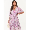 image:imageANRABESS Womens Boho Floral Wedding Guest Maxi Dress  Flowy ALine Chiffon with Slit Elegant V Neck Wrap Elastic Waist Casual 12 Sleeve Spring Summer Outfits Tea PartyFloral Purple