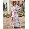 image:imageANRABESS Womens Boho Floral Wedding Guest Maxi Dress  Flowy ALine Chiffon with Slit Elegant V Neck Wrap Elastic Waist Casual 12 Sleeve Spring Summer Outfits Tea PartyRed Flor