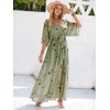 image:imageANRABESS Womens Boho Floral Wedding Guest Maxi Dress  Flowy ALine Chiffon with Slit Elegant V Neck Wrap Elastic Waist Casual 12 Sleeve Spring Summer Outfits Tea PartyFloral Green