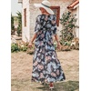image:imageANRABESS Womens Boho Floral Wedding Guest Maxi Dress  Flowy ALine Chiffon with Slit Elegant V Neck Wrap Elastic Waist Casual 12 Sleeve Spring Summer Outfits Tea PartyBlack Flor