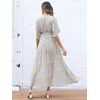 image:imageANRABESS Womens Boho Floral Wedding Guest Maxi Dress  Flowy ALine Chiffon with Slit Elegant V Neck Wrap Elastic Waist Casual 12 Sleeve Spring Summer Outfits Tea PartyFloral Blue Yellow