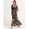 image:imageANRABESS Womens Boho Floral Wedding Guest Maxi Dress  Flowy ALine Chiffon with Slit Elegant V Neck Wrap Elastic Waist Casual 12 Sleeve Spring Summer Outfits Tea PartyFloral Black Yellow