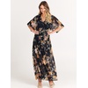 image:imageANRABESS Womens Boho Floral Wedding Guest Maxi Dress  Flowy ALine Chiffon with Slit Elegant V Neck Wrap Elastic Waist Casual 12 Sleeve Spring Summer Outfits Tea PartyFloral Black Yellow