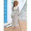 image:imageANRABESS Womens Boho Floral Wedding Guest Maxi Dress  Flowy ALine Chiffon with Slit Elegant V Neck Wrap Elastic Waist Casual 12 Sleeve Spring Summer Outfits Tea PartyFloral Blue Yellow