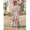 image:imageANRABESS Womens Boho Floral Wedding Guest Maxi Dress  Flowy ALine Chiffon with Slit Elegant V Neck Wrap Elastic Waist Casual 12 Sleeve Spring Summer Outfits Tea PartyYellow Flor